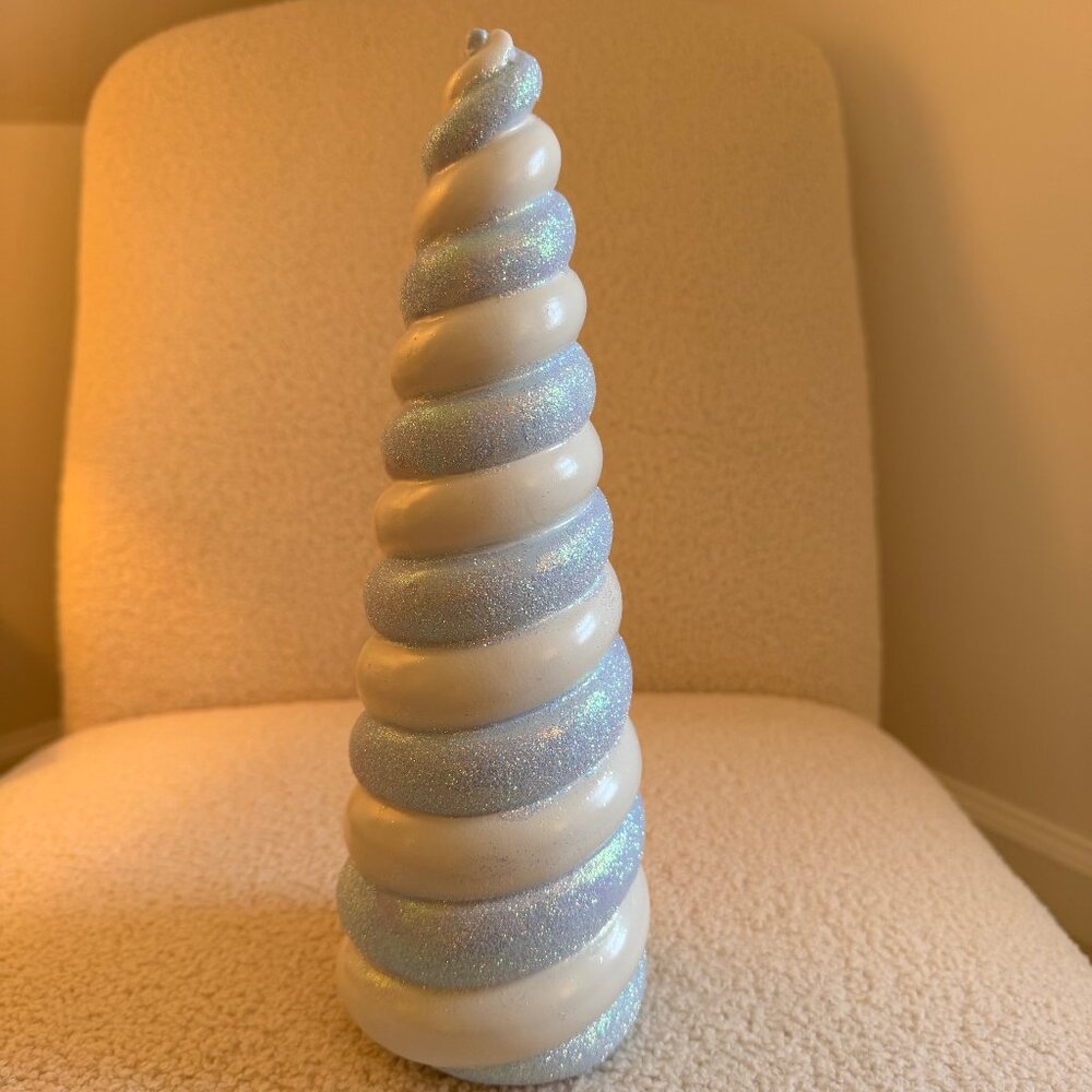 12" Pastel Striped Glittered Cone Tree